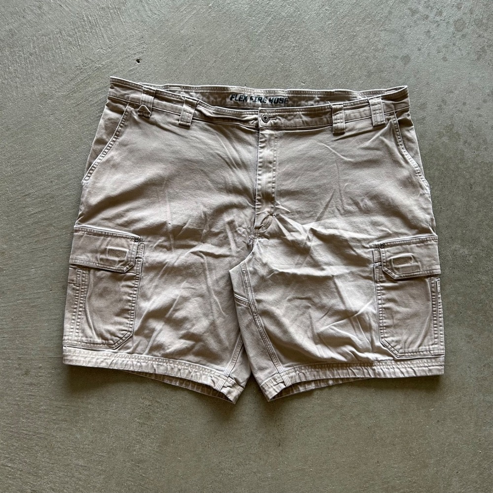Duluth Trading Co‎ Flex Fire Hose Cargo Shorts Mens 48 Relaxed Fit Tan Utility